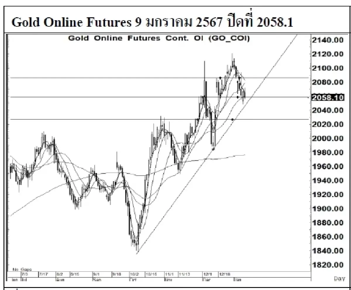 DAILY GOLD Futures : บล.เคจีไอฯ  Spot Gold (Dollar/Troy Ounce) +0.02 2027.74