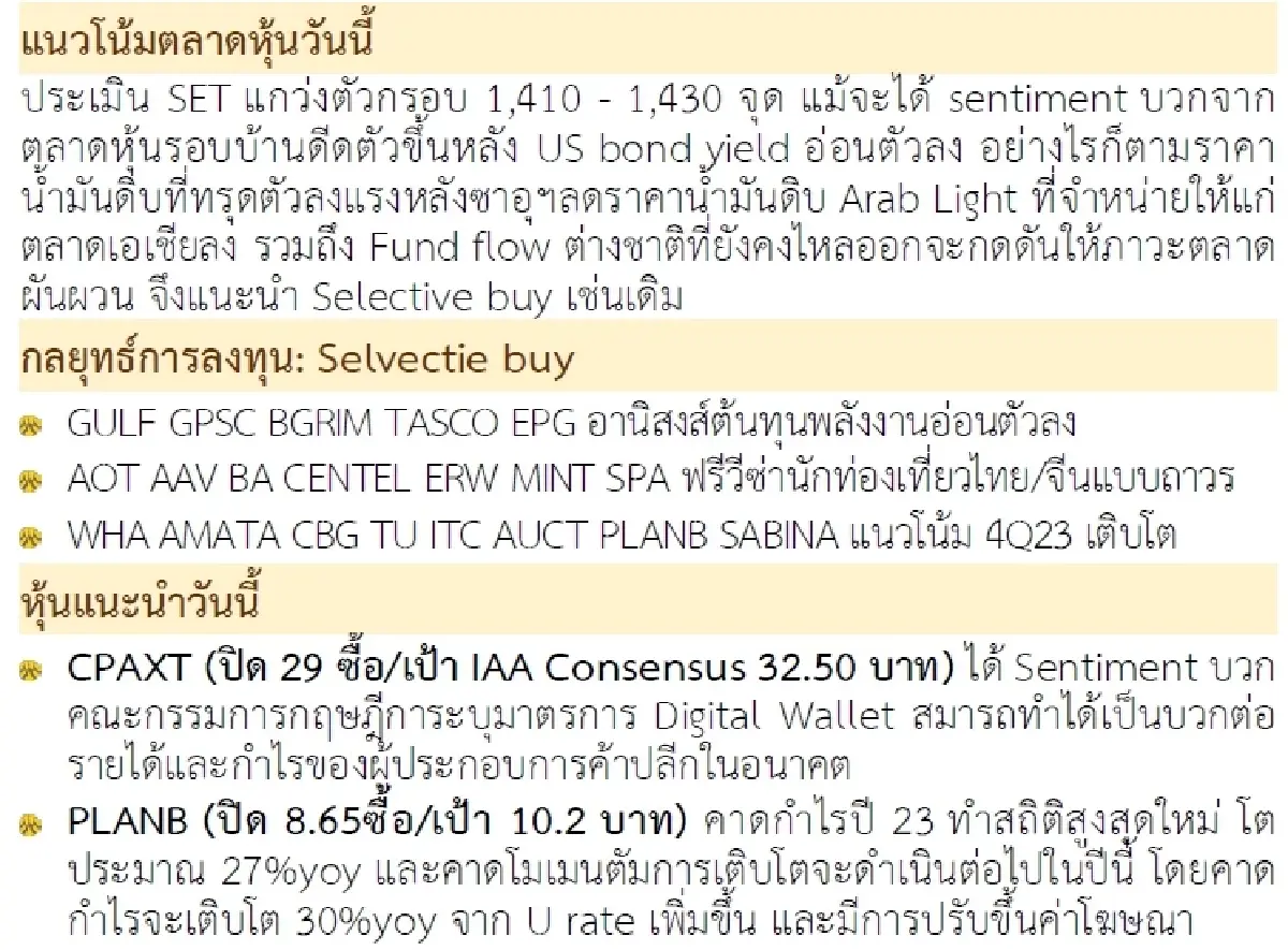 วิเคราะห์แนวโน้มตลาด : บล.กรุงศรี ผันผวนชวนเล่นสั้น
