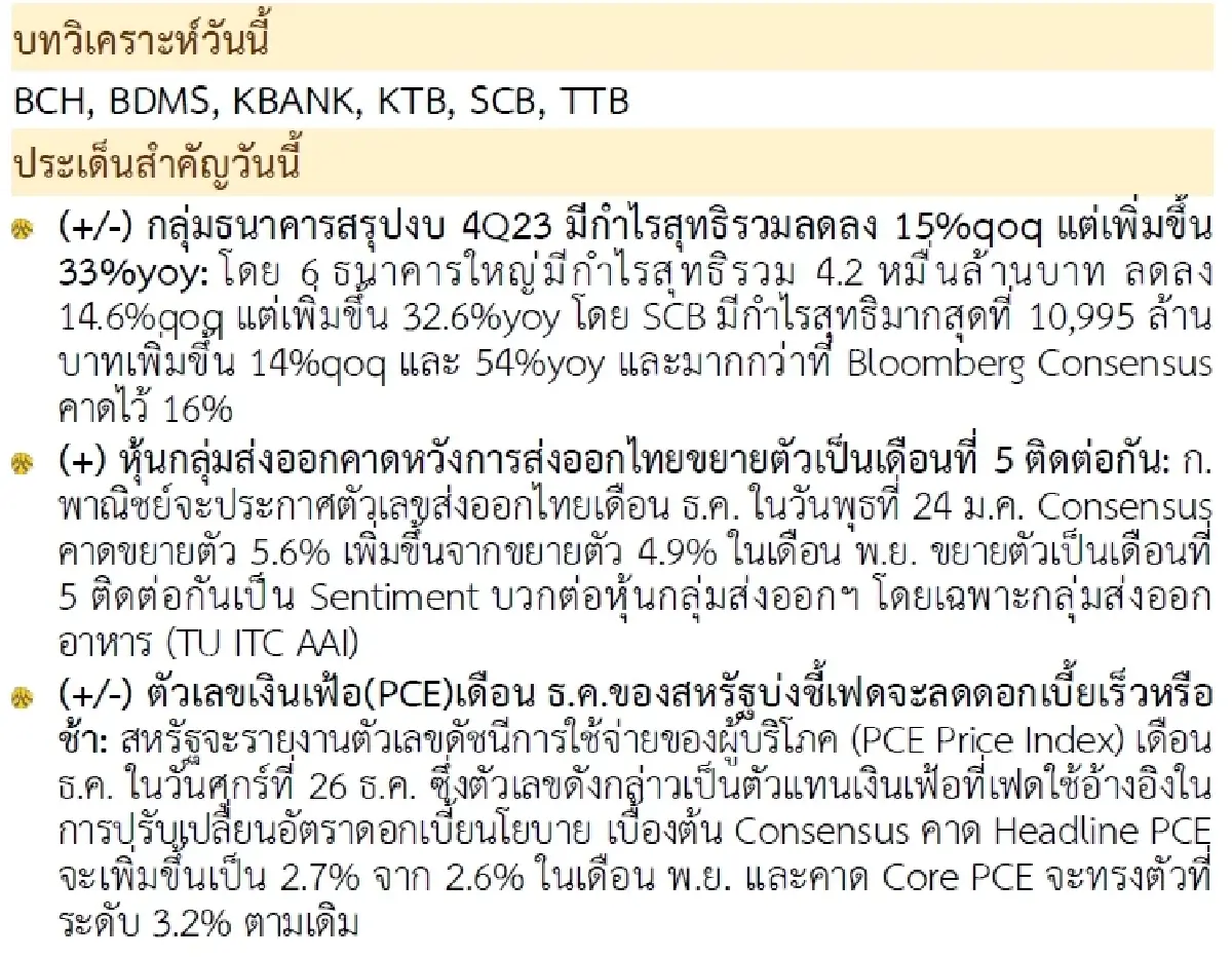วิเคราะห์แนวโน้มตลาด : บล.กรุงศรี Swing trade