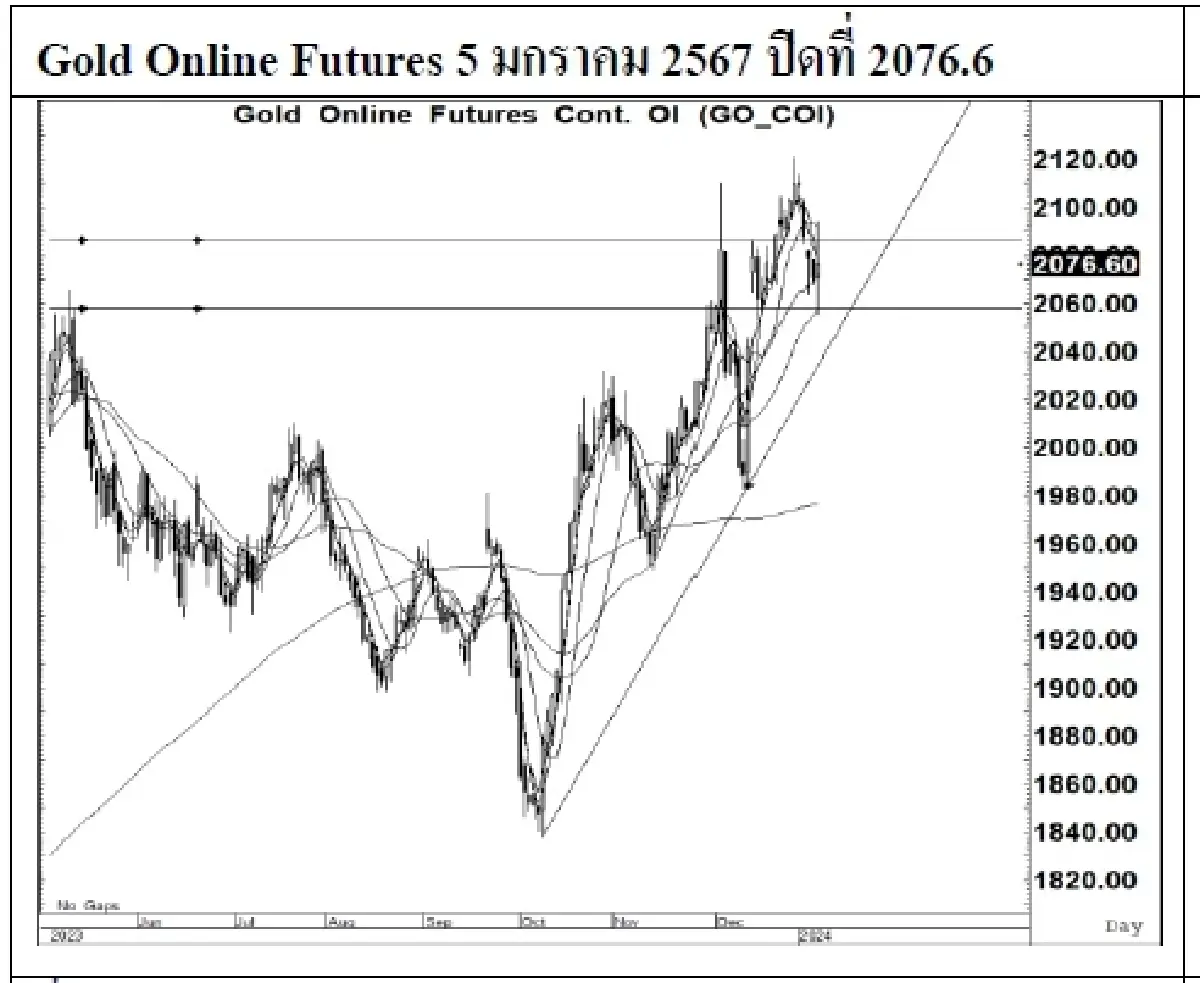 DAILY GOLD Futures : บล.เคจีไอฯ Spot Gold (Dollar/Troy Ounce) +2.13 2045.45