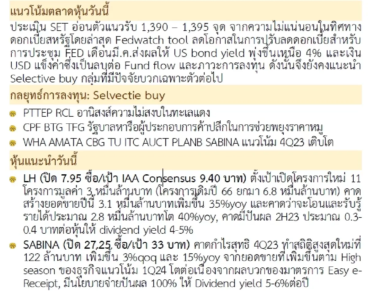 วิเคราะห์แนวโน้มตลาด : บล.กรุงศรี เน้นตั้งรับ