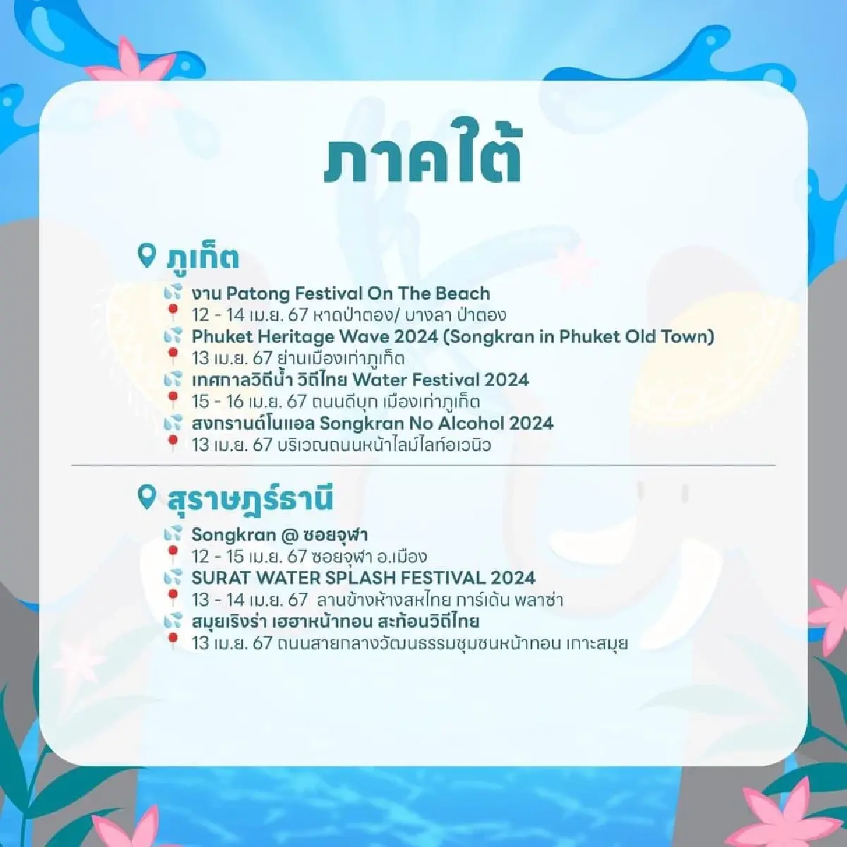 เล่นน้ำ ‘สงกรานต์ 2567’ ได้ที่ไหนบ้าง? รวมพิกัด 5 ภาคทั่วไทย ไว้ให้แล้วที่นี่