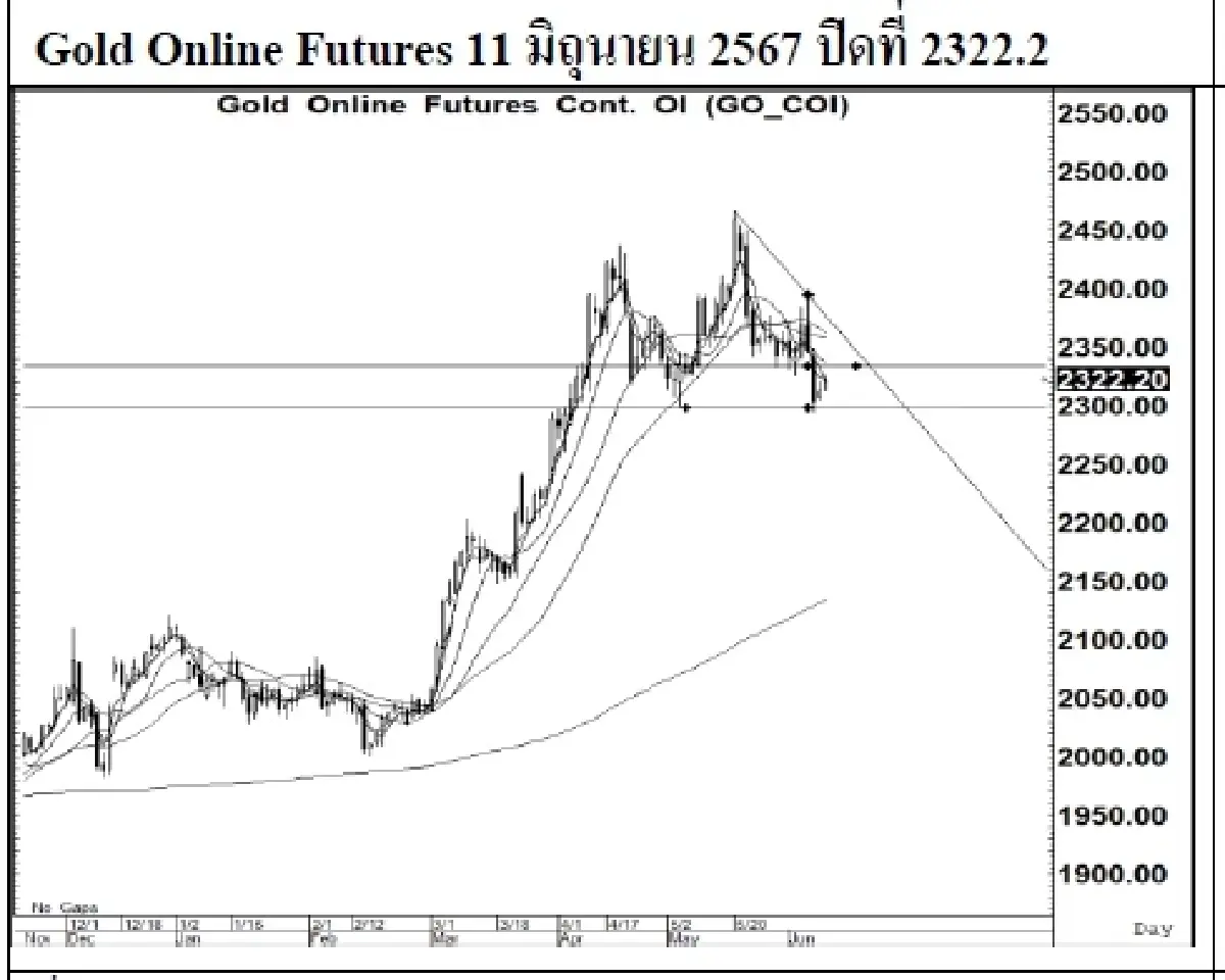 DAILY GOLD Futures : บล.เคจีไอฯ  Spot Gold (Dollar/Troy Ounce) -4.4 2308.61