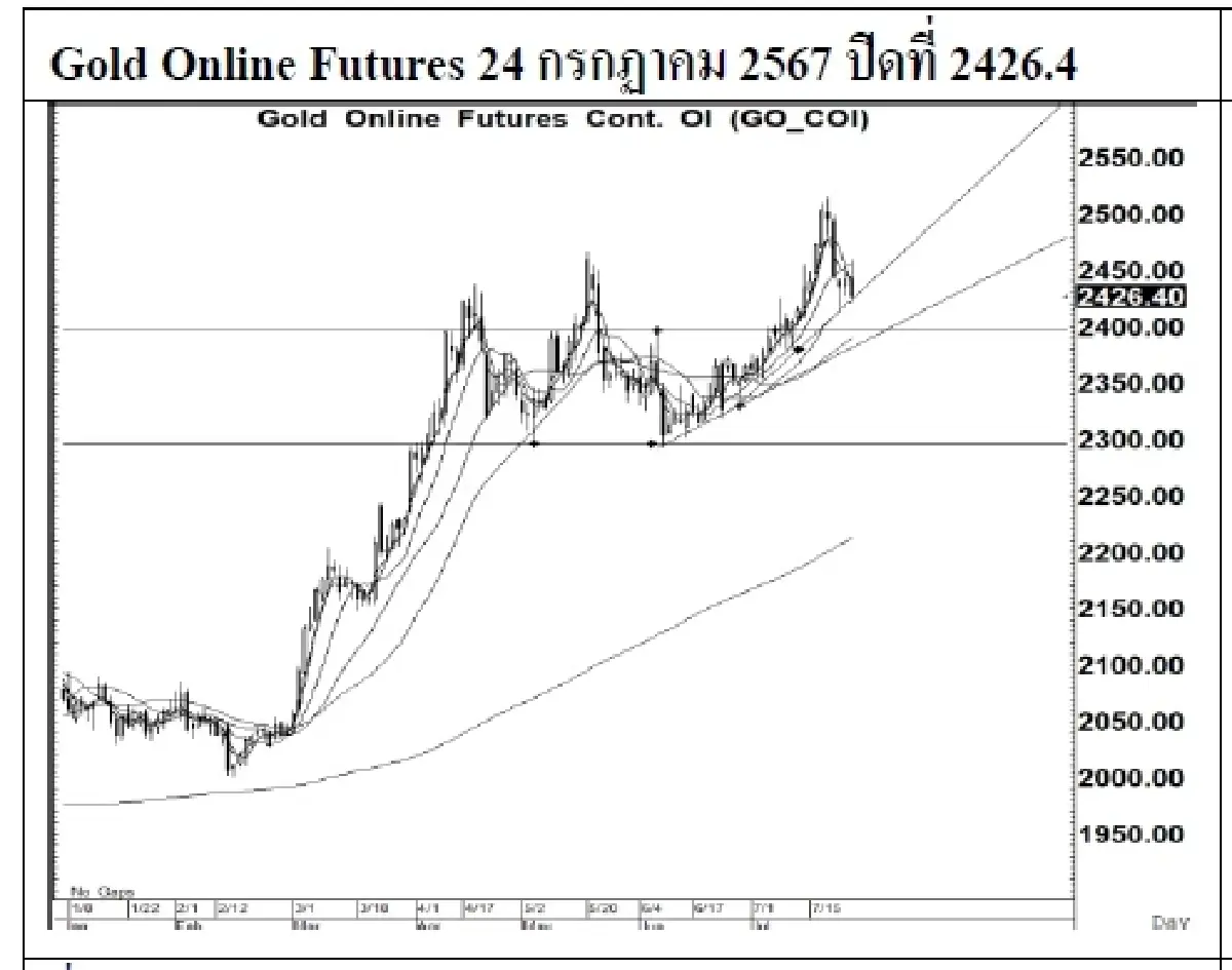 DAILY GOLD Futures : บล.เคจีไอฯ  Spot Gold (Dollar/Troy Ounce) +13.75  2419.11