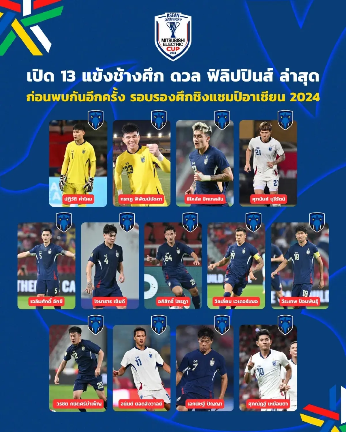 ดูบอลสด ถ่ายทอดสดฟุตบอล 'ทีมชาติไทย พบ ฟิลิปปินส์' บอลวันนี้ อาเซียน คัพ 2024