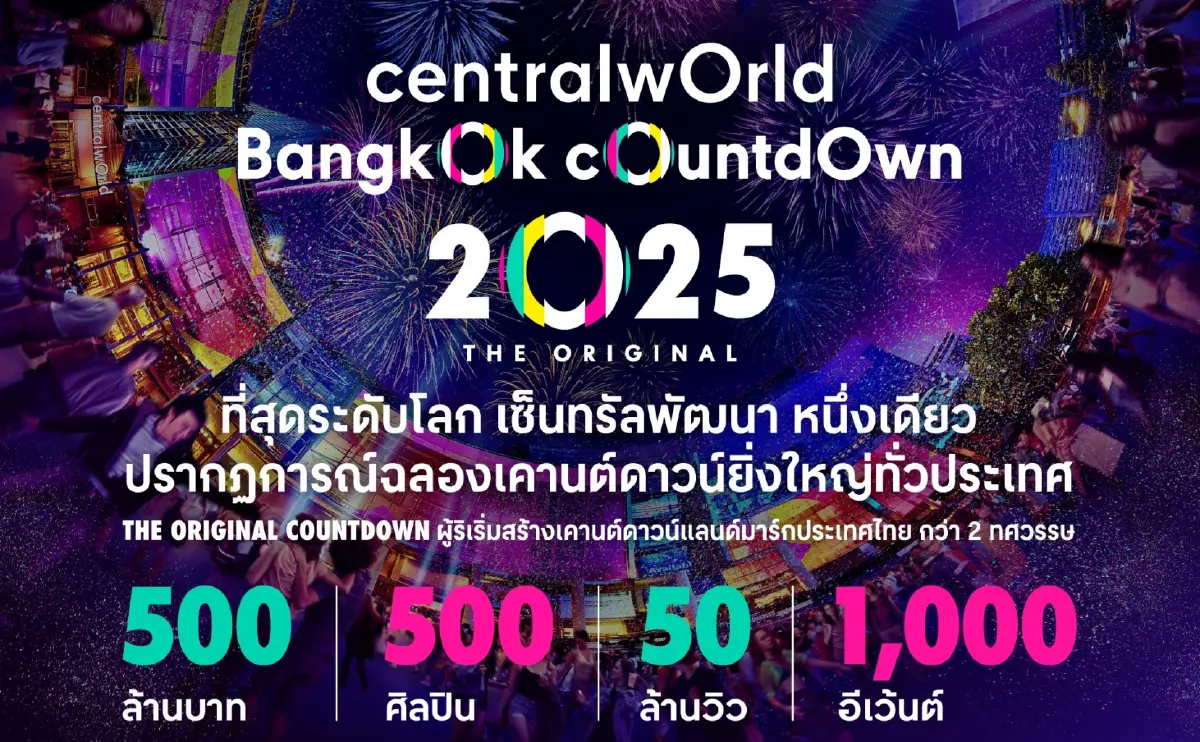 เซ็นทรัลพัฒนา ทุ่ม 500 ล้าน จัดเคานต์ดาวน์ใหญ่ คาดลูกค้าร่วม 1.5 ล้านคน
