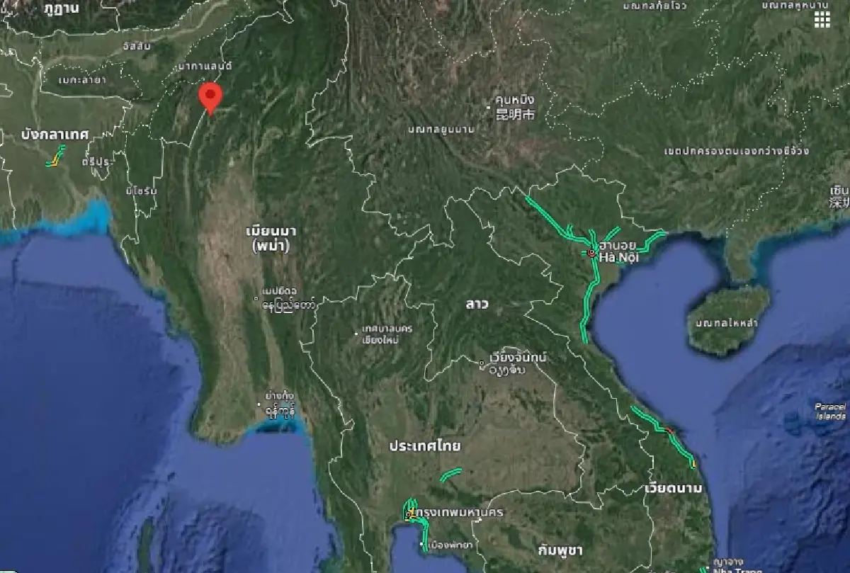 ระทึก! แผ่นดินไหวพรมแดนประเทศเมียนมา - ประเทศอินเดีย ขนาด 5.3 ห่างไทย 679 กม.