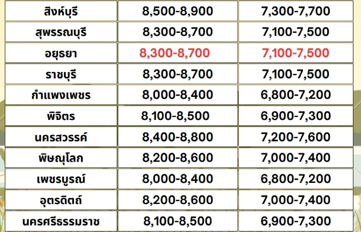 รายงานราคาข้าวขายส่งตลาดกรุงเทพฯ (สมาคมโรงสีข้าวไทย) วันที่ 21 กุมภาพันธ์ 2568