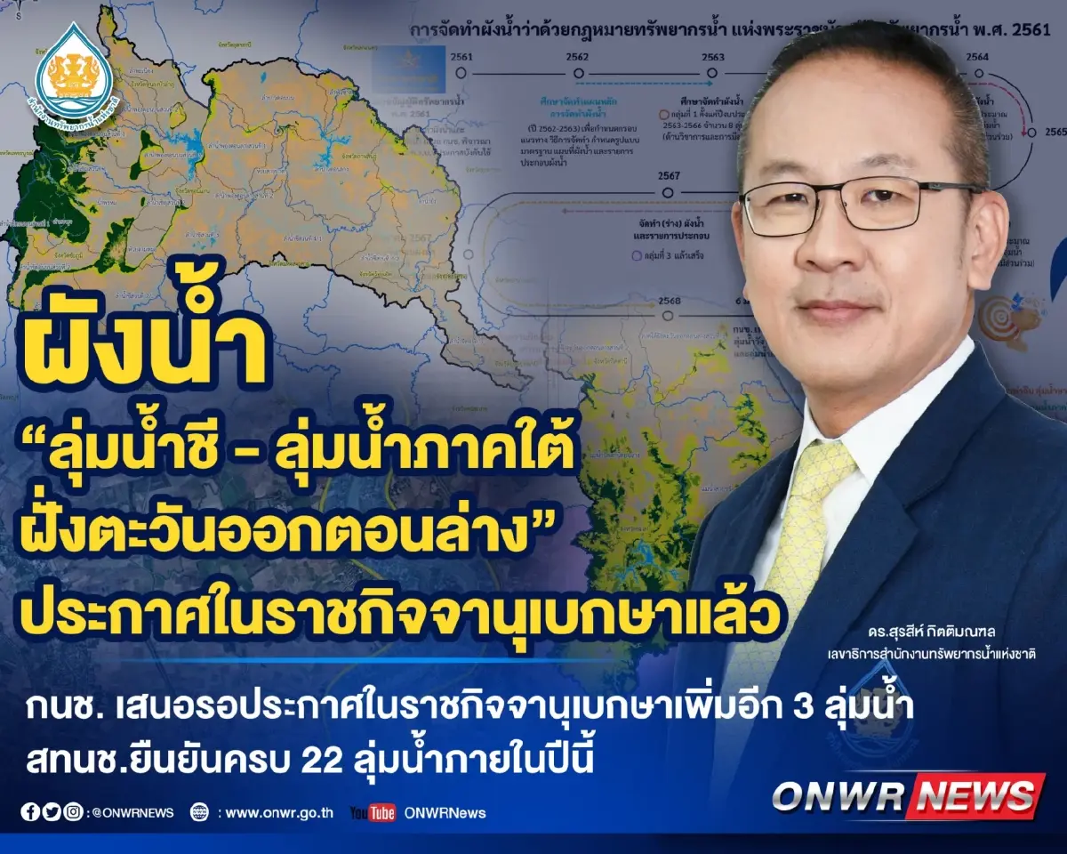ประกาศราชกิจจา ผังน้ำ ลุ่มน้ำชี - ลุ่มน้ำภาคใต้ฝั่งตะวันออกตอนล่าง