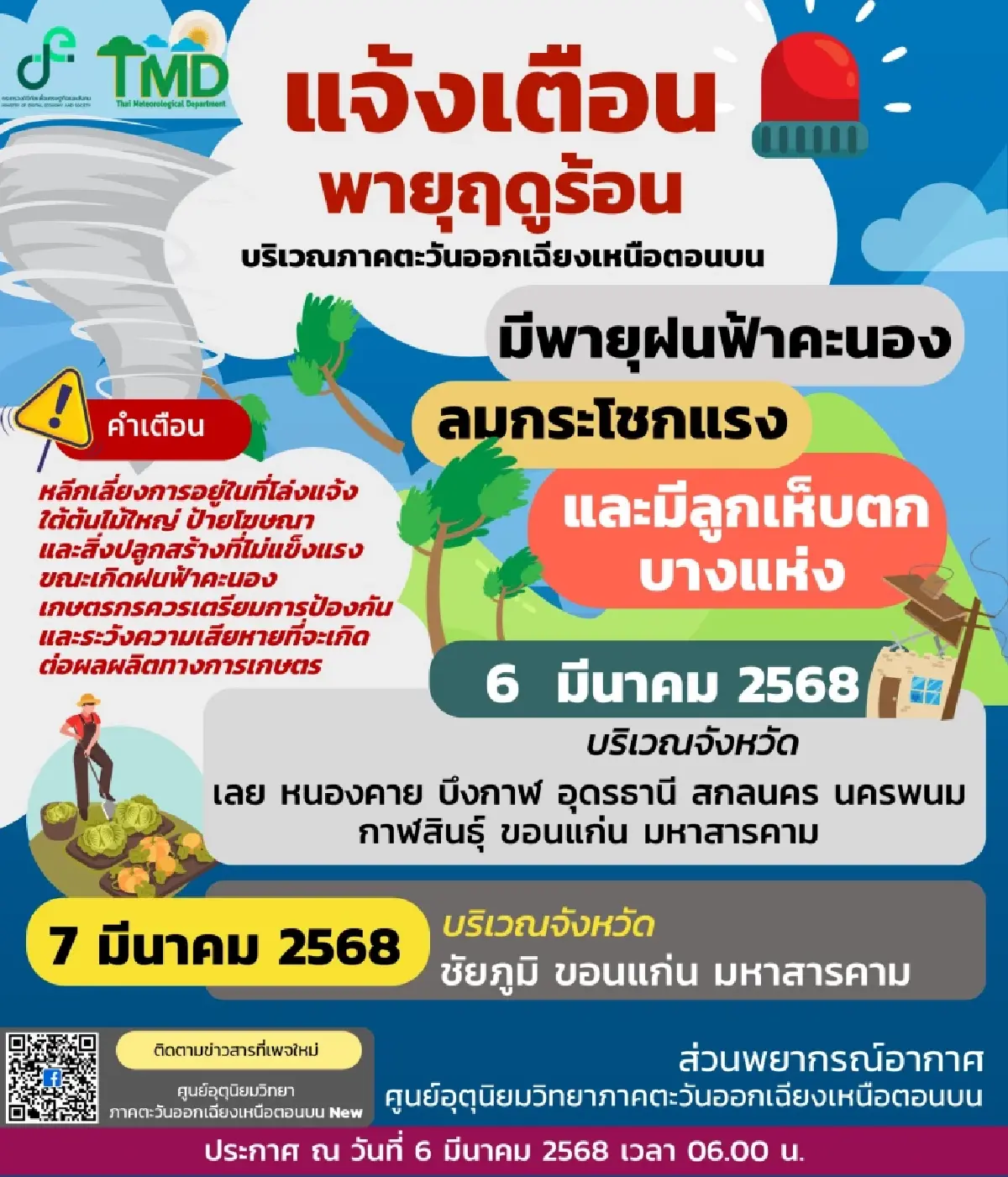 พายุเข้าอีสานวันนี้ ประกาศรายชื่อ 9 จังหวัด พายุฤดูร้อน ลูกเห็บตก