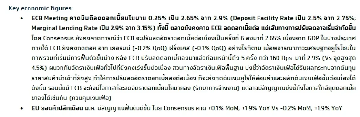 วิเคราะห์แนวโน้มตลาด : บล.กรุงไทย เอ็กซ์สปริง ECB Meeting