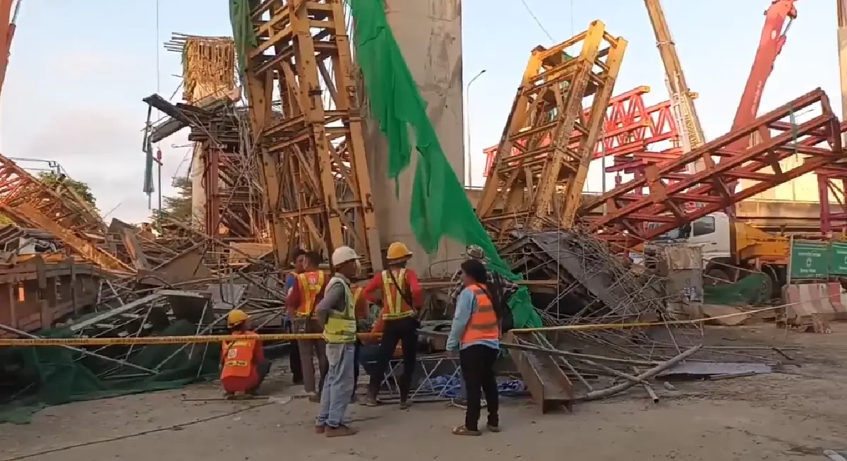สะพานทางด่วนถล่ม ถนนพระราม 2 เสียชีวิต 7 เจ็บอื้อ เร่งหาผู้ติดค้าง