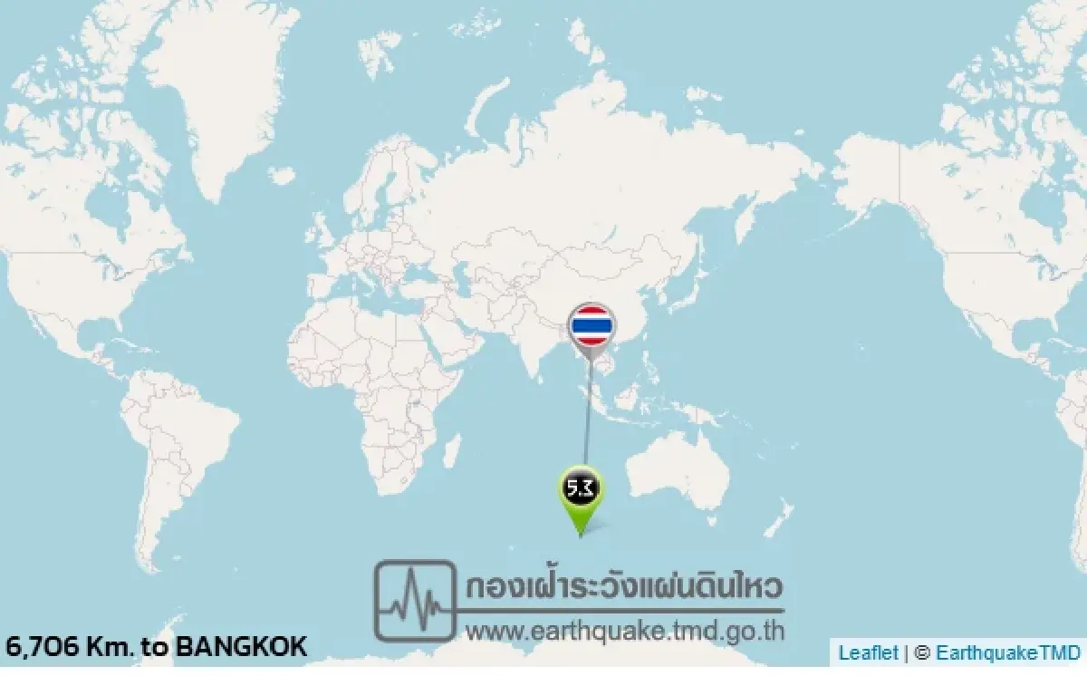 จับสัญญาณเตือนทั่วโลก แผ่นดินไหวรุนแรงขนาด 5.3 กลางทะเลอินเดีย