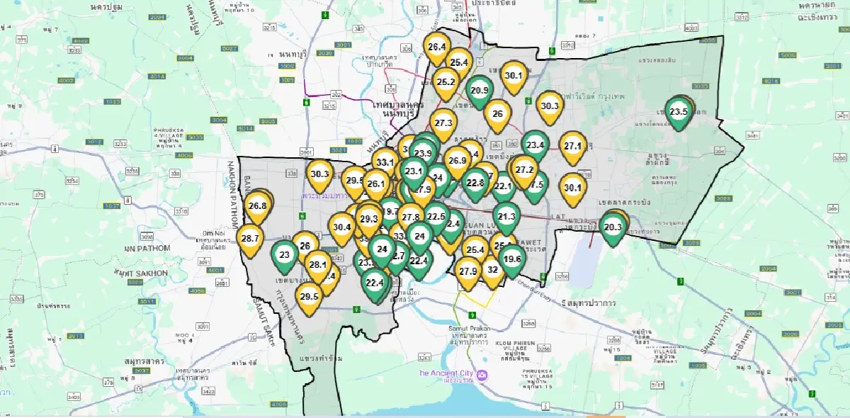 ค่าฝุ่นกรุงเทพวันนี้ 12 เม.ย. PM2.5 ไม่เกิน มีฝนตกหนัก 20% ร้อน 37°C
