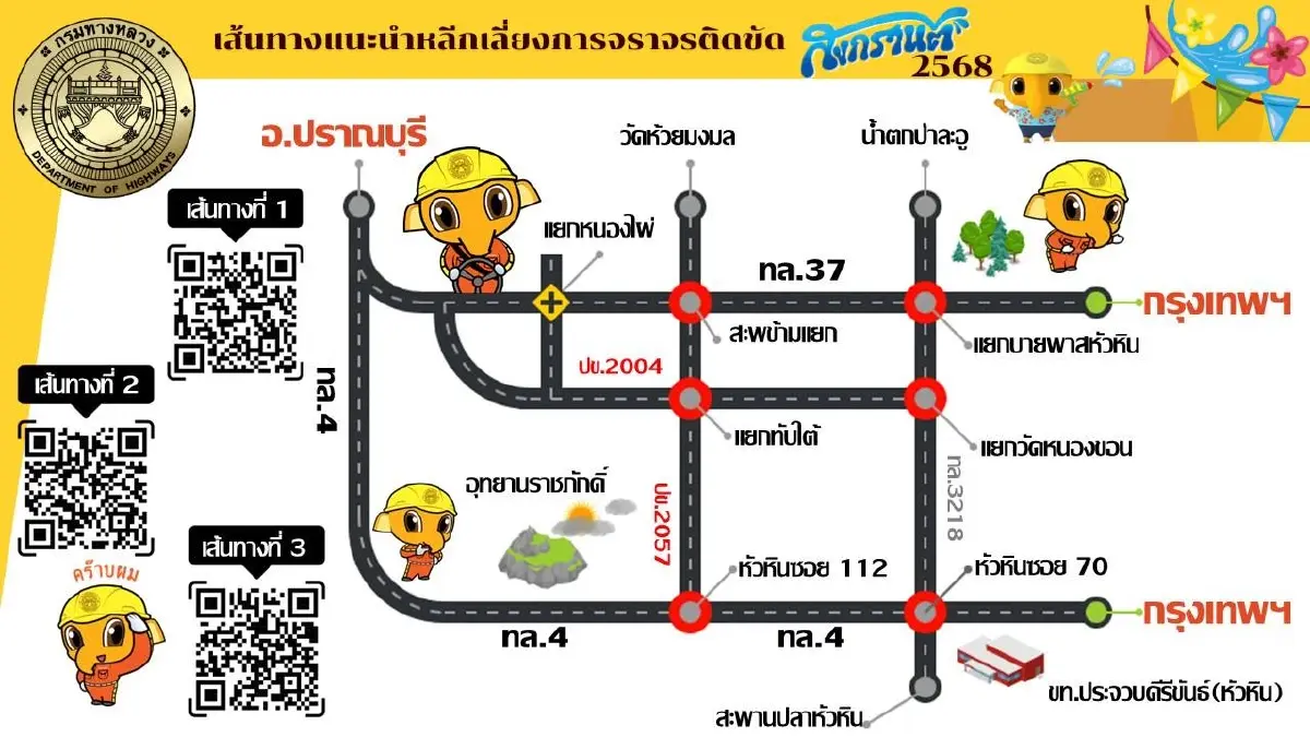 คืบหน้า รถติดมาก 20 กม. ถนนเพชรเกษม มีซ่อมถนน ทับสะแก ถึงบ้านกี่โมง