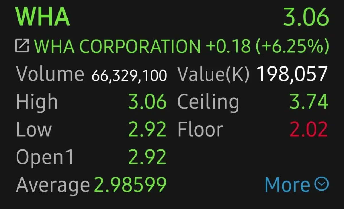 หุ้น WHA บวกแรง 6.25% เก็งทีมไทยแลนด์เจรจาภาษีสหรัฐ คาดนักลงทุนย้ายฐานกลับไทย