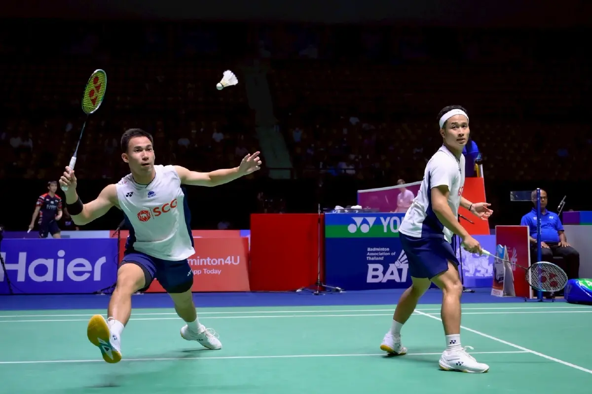 ผลแบดมินตันสด ไทย ชนะ อินโดนีเซีย ชายคู่ 'สกาย - บาส' ไทยแลนด์ โอเพ่น