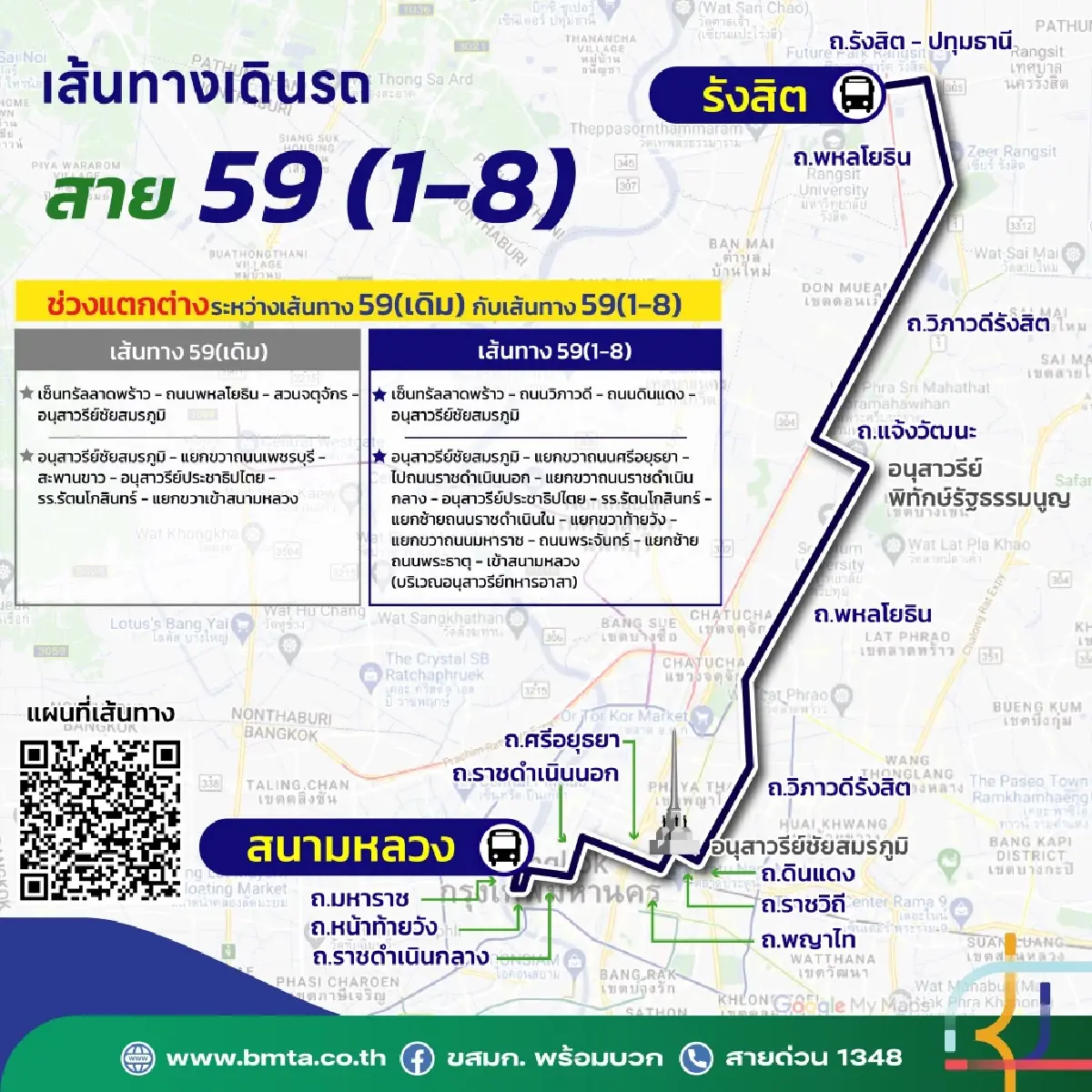 เช็ก! ขสมก. แจ้งหยุดเดินรถสาย 59 (เดิม) รังสิต-สนามหลวง 28 พ.ค.นี้