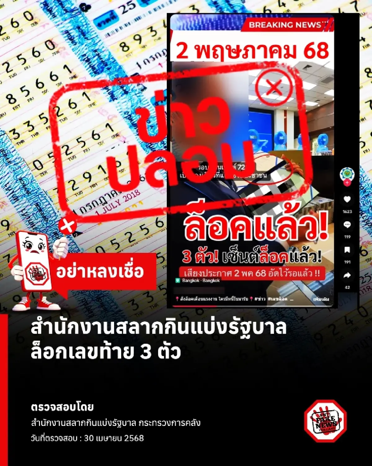 วันหวยออก งวด 2 พ.ค. 68 ว่อนเลขล็อค-ล็อกเลข กองสลากฯแจงแล้ว