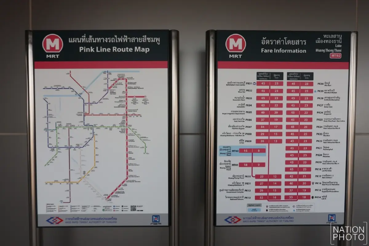เปิดนั่งฟรี ! ‘รถไฟฟ้าสายสีชมพู’ เชื่อมเมืองทองธานีแล้ววันนี้