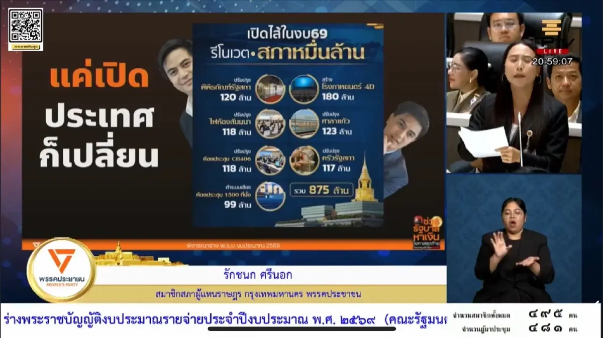 'รักชนก' ขุดไส้ในรีโนเวตสภาฯ 875ล. กลบเกลื่อนความผิด 'พิเชษฐ์ ' พ้อสส.รื้อรั้วบ้าน