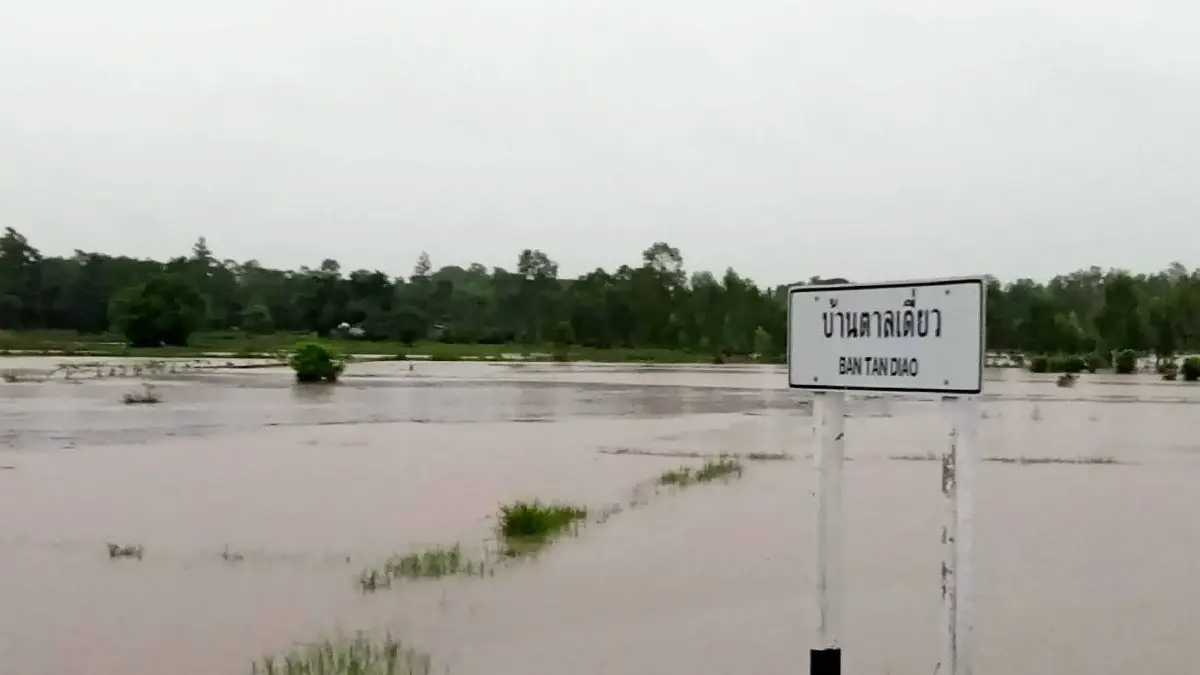 พายุฝนเข้าสกลนครอ่วม ฝนตกหนัก น้ำท่วมหลายอำเภอ ถนนขาด-หมูจมน้ำ