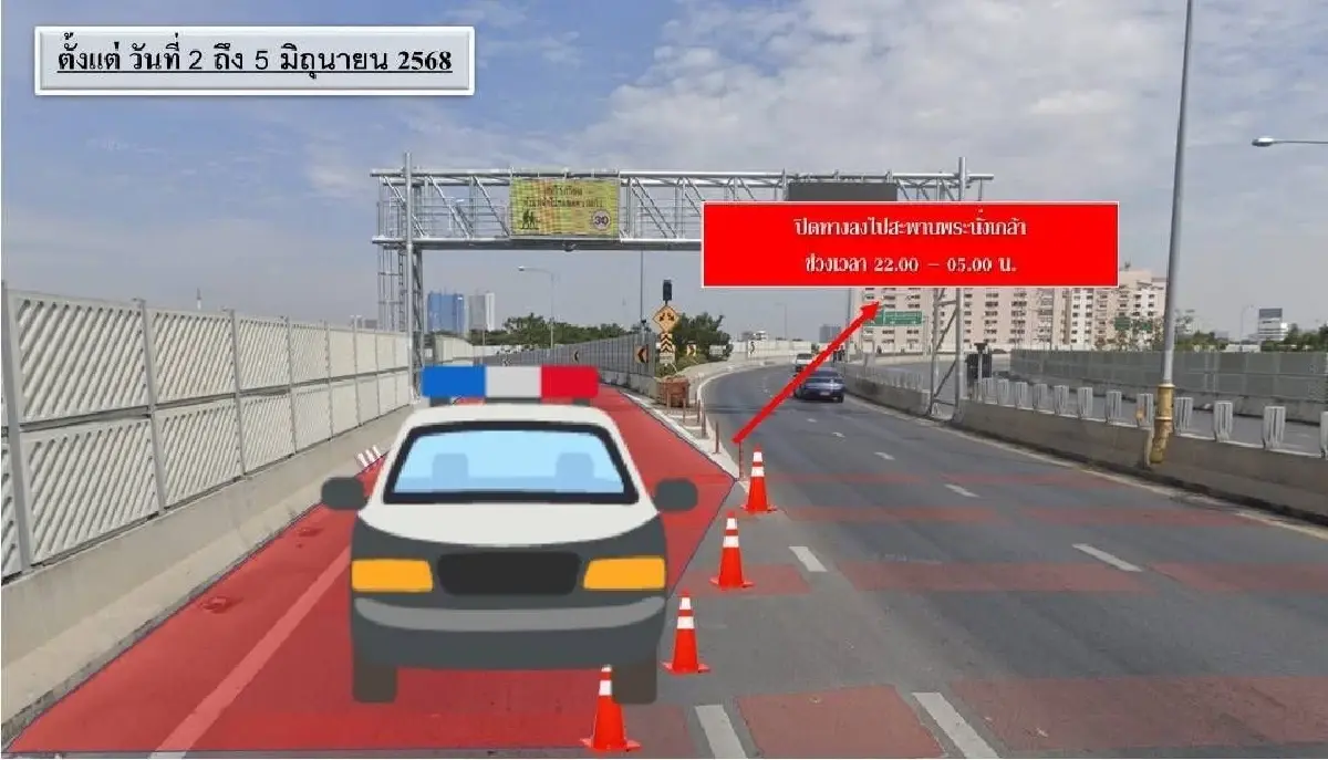 กระทบคนนนทบุรี ปิดถนน ปิดทางลงสะพานเจษฎาบดินทร์ 7 ชั่วโมงทุกวัน