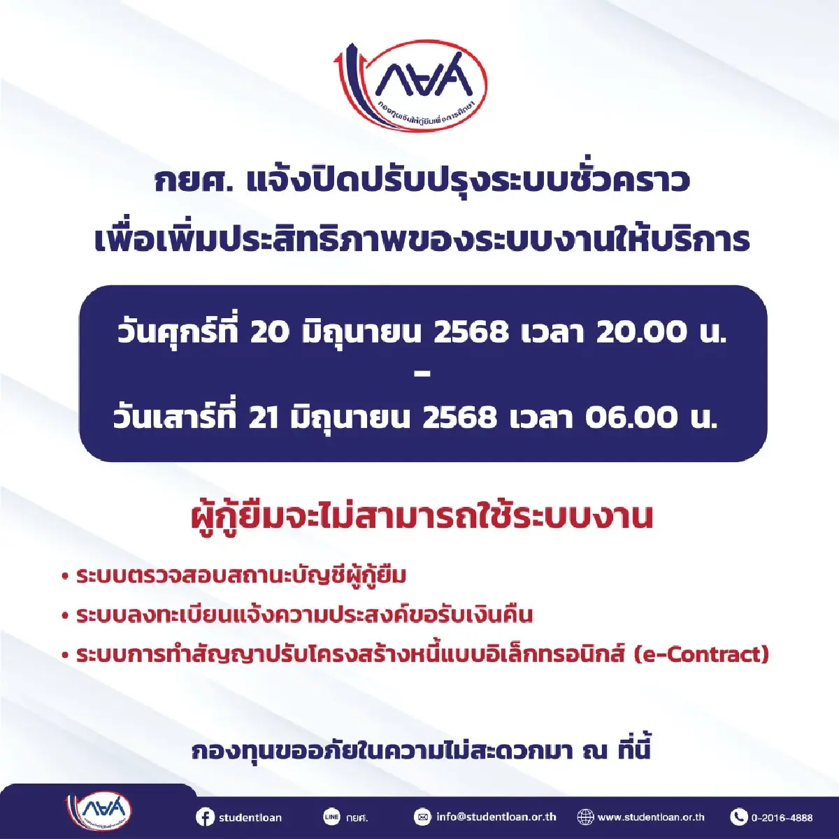 กระทบใครบ้าง กยศ. ปิดระบบ 10 ชั่วโมง ผู้กู้ยืมเข้าไม่ได้ทั่วไทย
