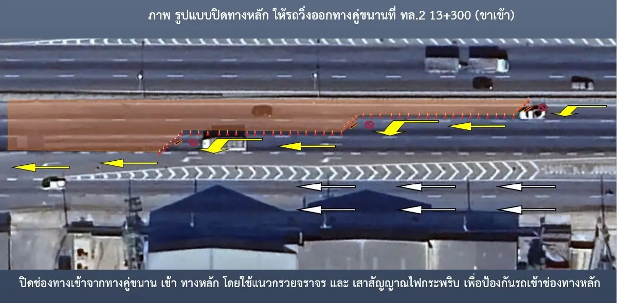 เตือนผู้ใช้ทาง ทล.2 ปิดถนนมิตรภาพ 3 ช่องทางหลัก ขาเข้ากรุงเทพฯ
