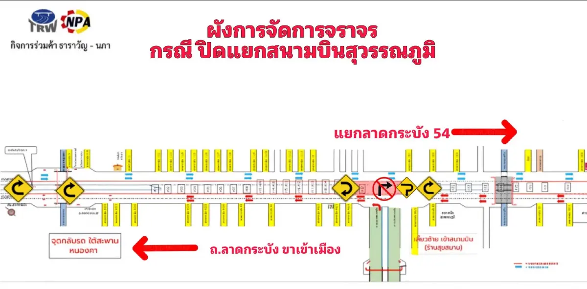 กระทบผู้ใช้ทางลาดกระบัง ปิดถนน 13 วัน แยกเข้าสนามบินสุวรรณภูมิ