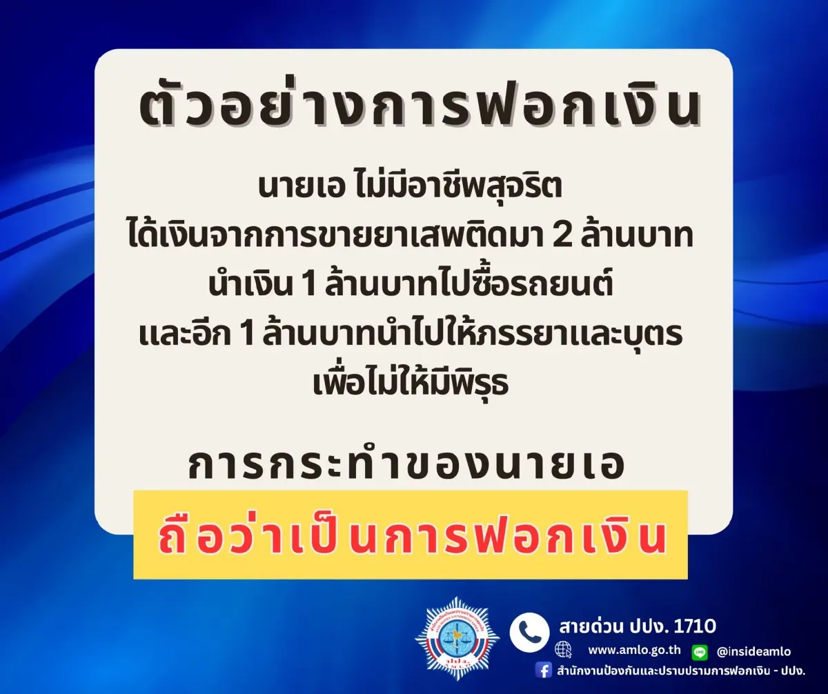 'ฟอกเงิน' คืออะไร ที่มาเงินสกปรก-เงินสะอาด ปปง. เคลียร์ชัด