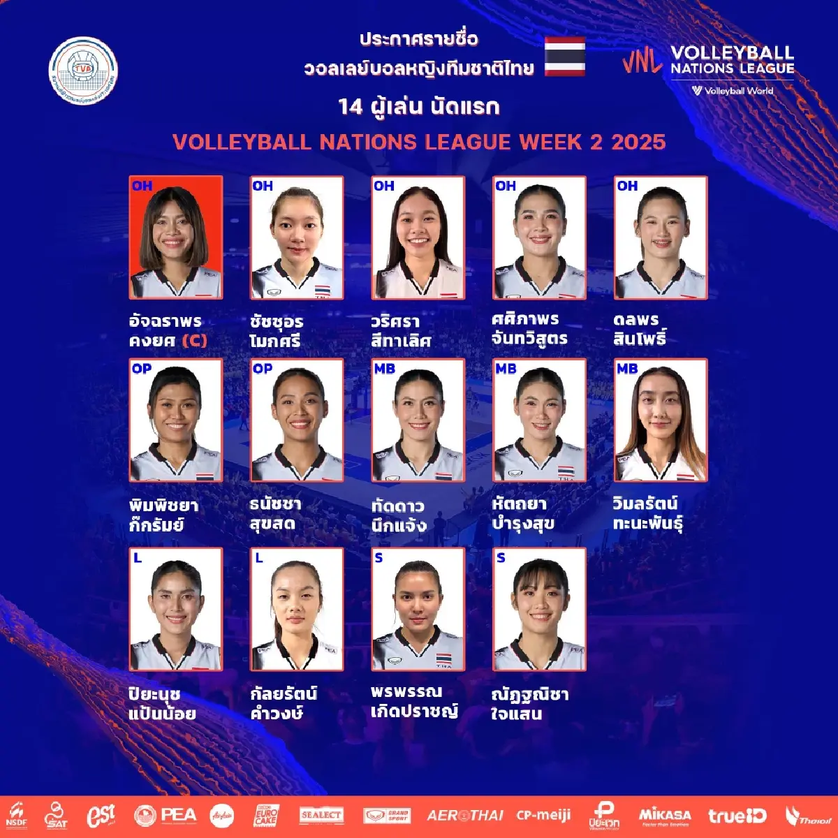 ถ่ายทอดสดวอลเลย์บอลหญิง ทีมชาติไทย พบ ญี่ปุ่น เนชันส์ลีก VNL 2025