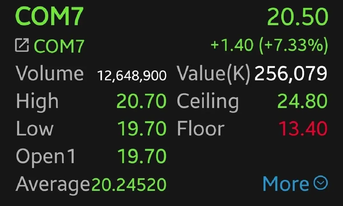 หุ้น COM7 พุ่ง 7.33% โบรกคาดกำไรไตรมาส 2/68 โตเด่น บวกธุรกิจเช่ารถ EV-โซลาร์ หนุนเพิ่ม
