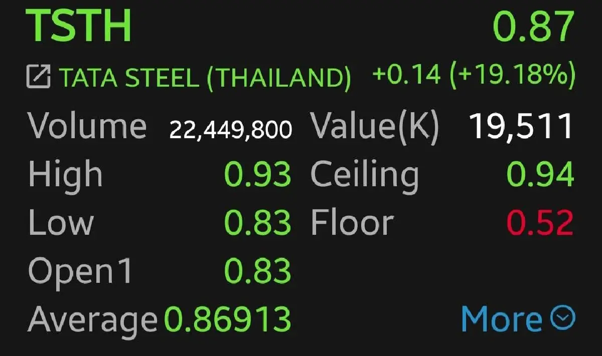 หุ้น TSTH บวกแรง 19.18% ผลประกอบการพลิกฟื้นโต 3 เท่า รับอานิสงส์ภาษีเหล็กสหรัฐ