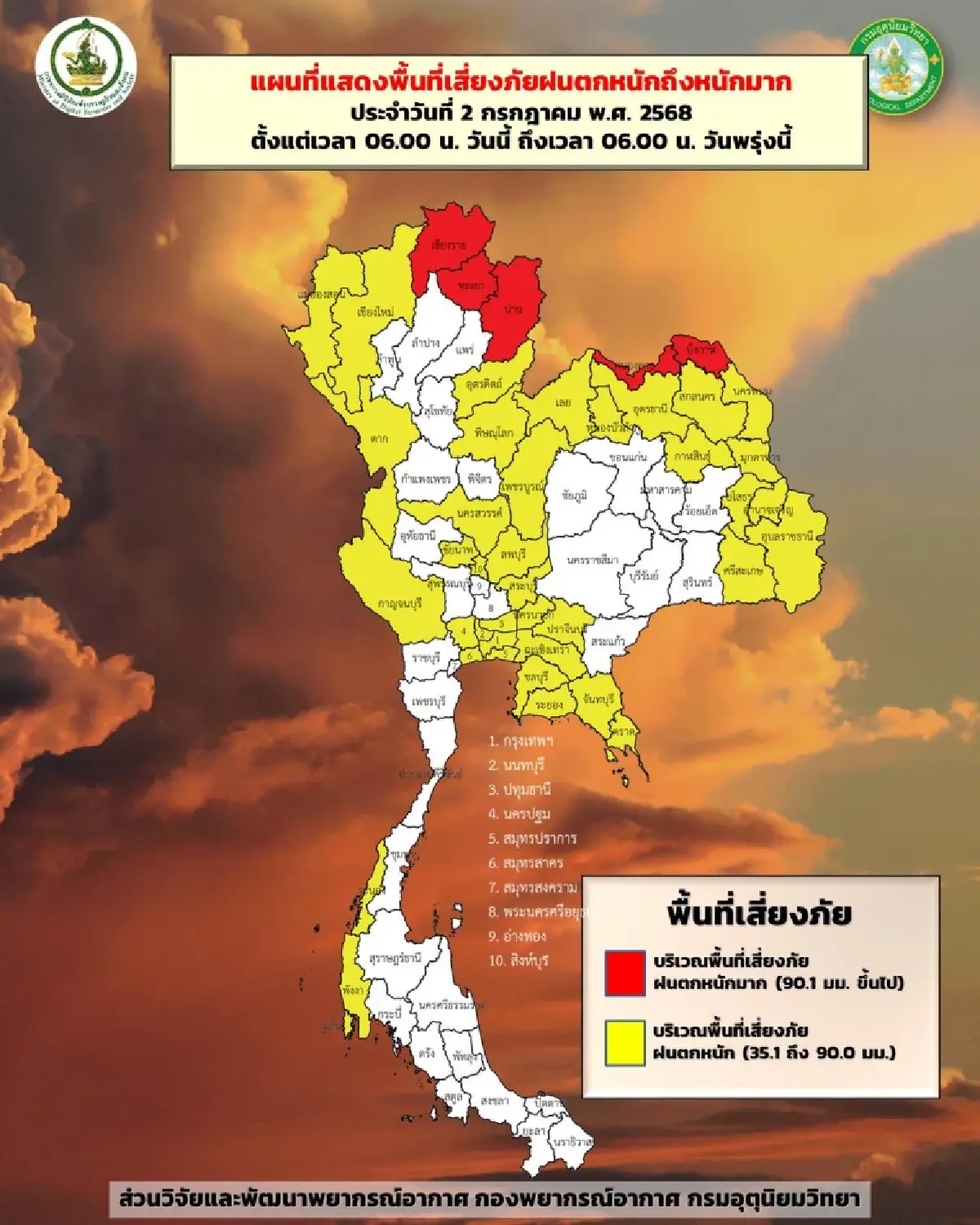 กรมอุตุ เตือนอากาศวันนี้ ฝนตกหนักทั้งวัน กทม. ตะวันออก อีสาน โดนเต็มๆ