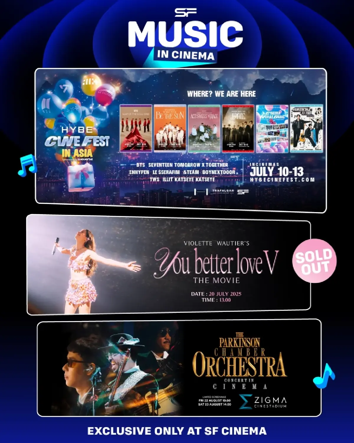 ‘เอส เอฟ’ จัดเต็มคอนเทนต์ดนตรีในโรงภาพยนตร์ ‘SF MUSIC IN CINEMA’