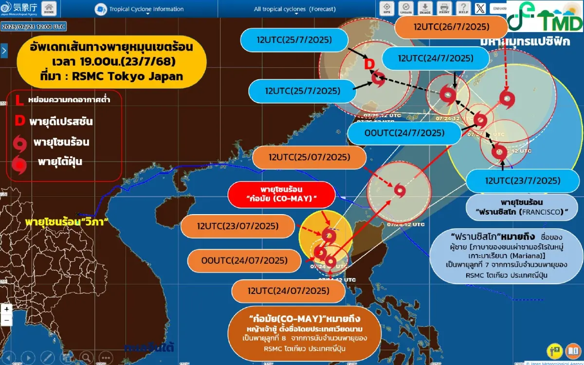 ประกาศกรมอุตุ ฉบับล่าสุด จังหวัดที่ได้รับผลกระทบ ‘พายุวิภา’ ฝนตกหนัก