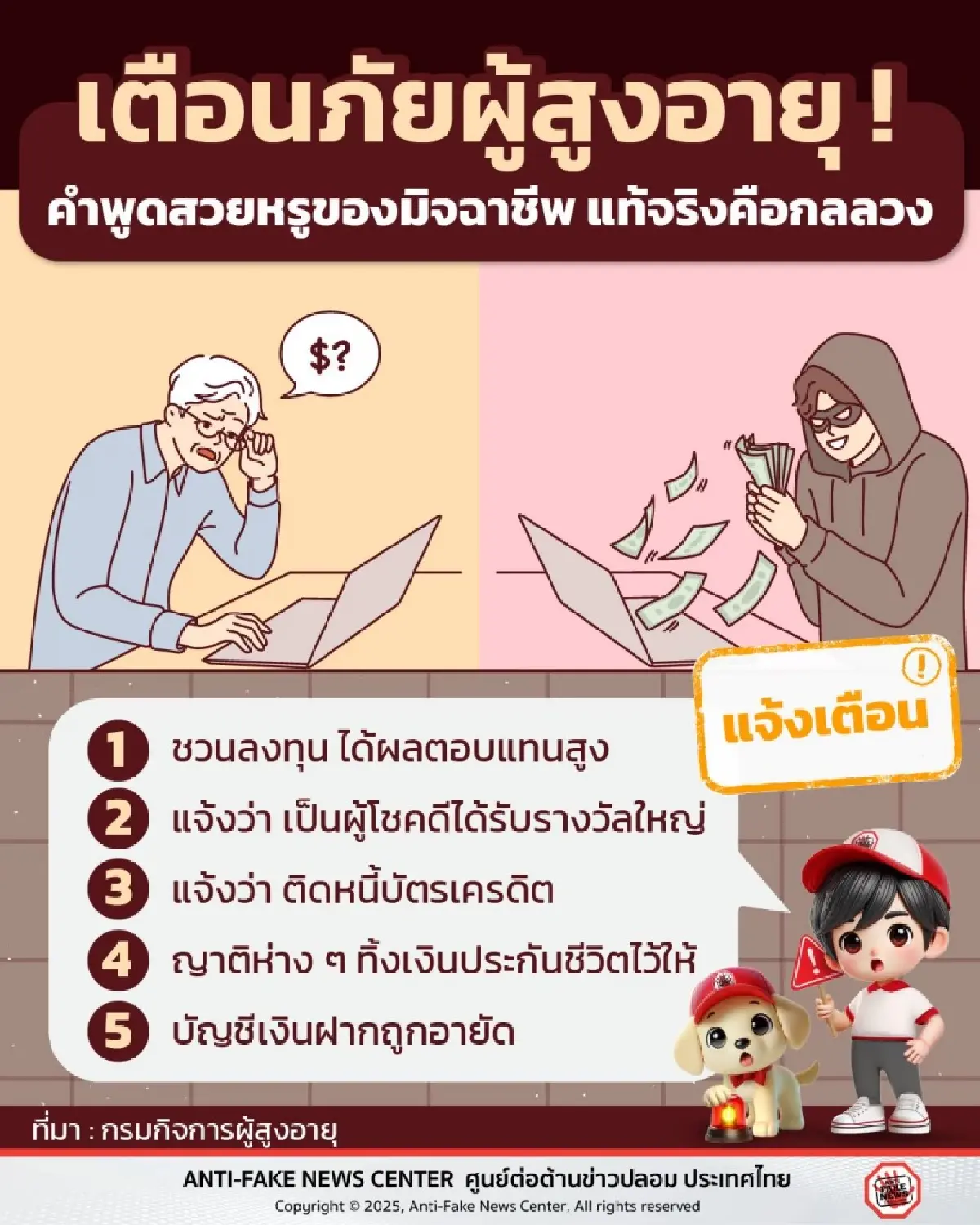 โดนกันเยอะ 'ผู้สูงอายุ' ต้องรู้ระวัง 5 ขั้นคำพูดสวยหรูดูดเงินในบัญชี