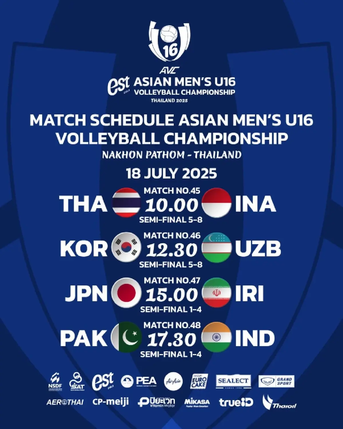 ถ่ายทอดสดวอลเลย์บอลชาย U16 ไทย พบ อินโดนีเซีย ชิงแชมป์เอเชีย 2025