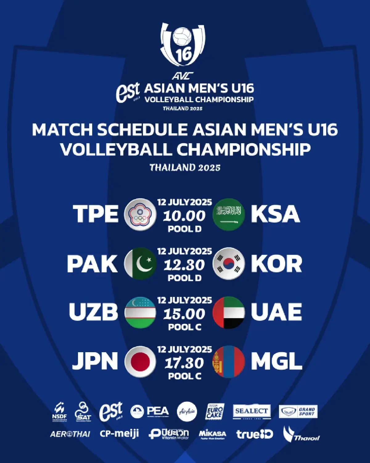 ถ่ายทอดสดวอลเลย์บอลชาย U16 ทีมไทย พบ อินเดีย ชิงแชมป์เอเชีย 2025 สด