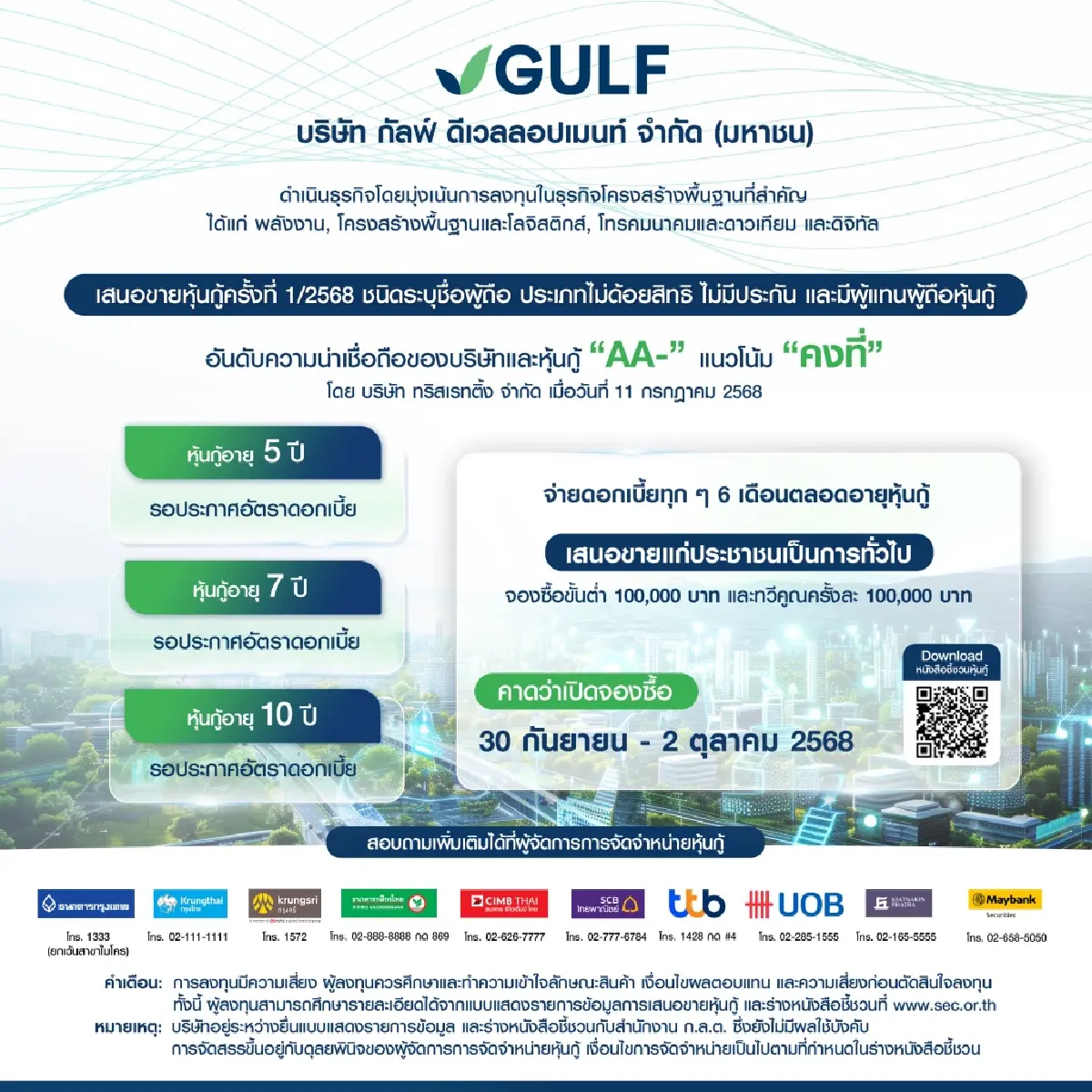GULF เตรียมออกหุ้นกู้ครั้งแรกภายใต้บริษัทใหม่ที่แข็งแกร่งขึ้น