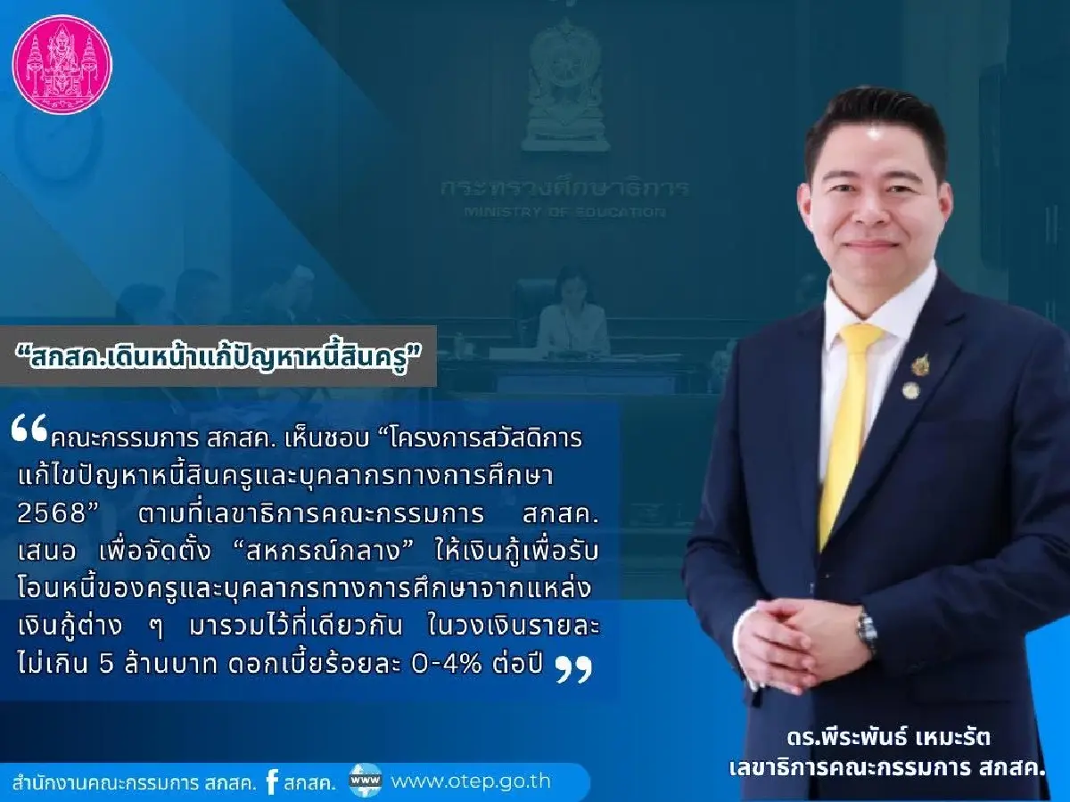 สกสค. แก้หนี้สินครู 2568 ตั้ง 'สหกรณ์กลาง' โอนหนี้ครู รวมไว้ที่เดียว