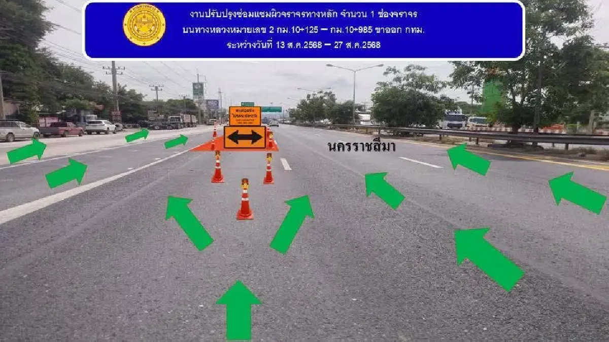 เป็นเรื่อง เดินทางไปอีสาน เช็ก ปิดถนนมิตรภาพ 15 วัน ขาออก กทม. 1 ช่อง