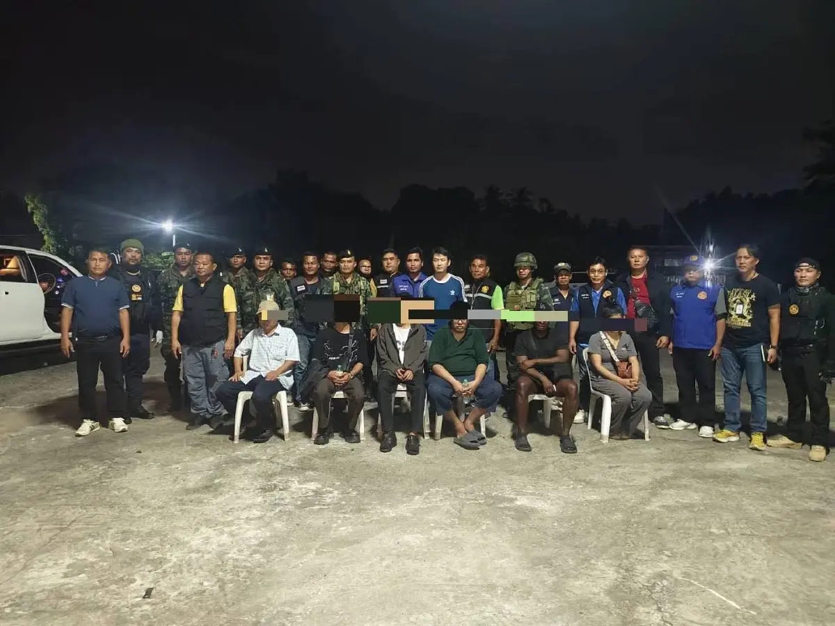 จับ 5 แรงงานผิดกฎหมายคาไร่อ้อย พบหญิงไทยหนีบ่อนเขมร สามีทิ้งรถหนี