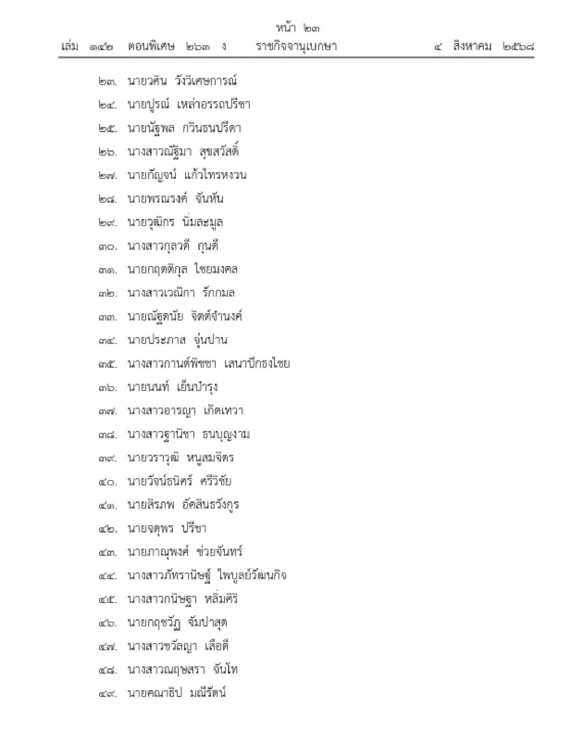 โปรดเกล้าฯ แต่งตั้ง 'ผู้พิพากษาประจำศาล' ทั่วประเทศ  จำนวน 107 ราย