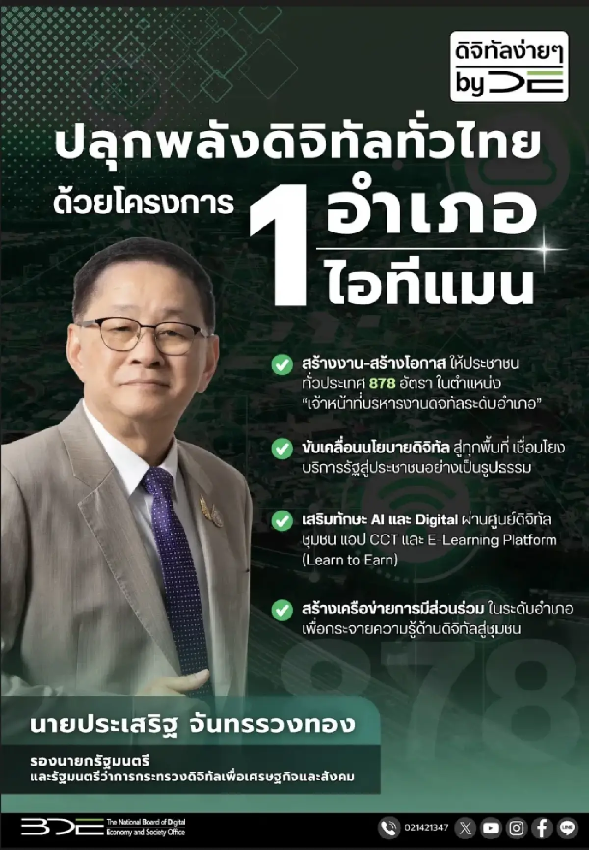 ดีอี-สดช.เดินหน้า '1 อำเภอ 1 ไอทีแมน' ปลุกพลังดิจิทัล-ลดเหลื่อมล้ำ