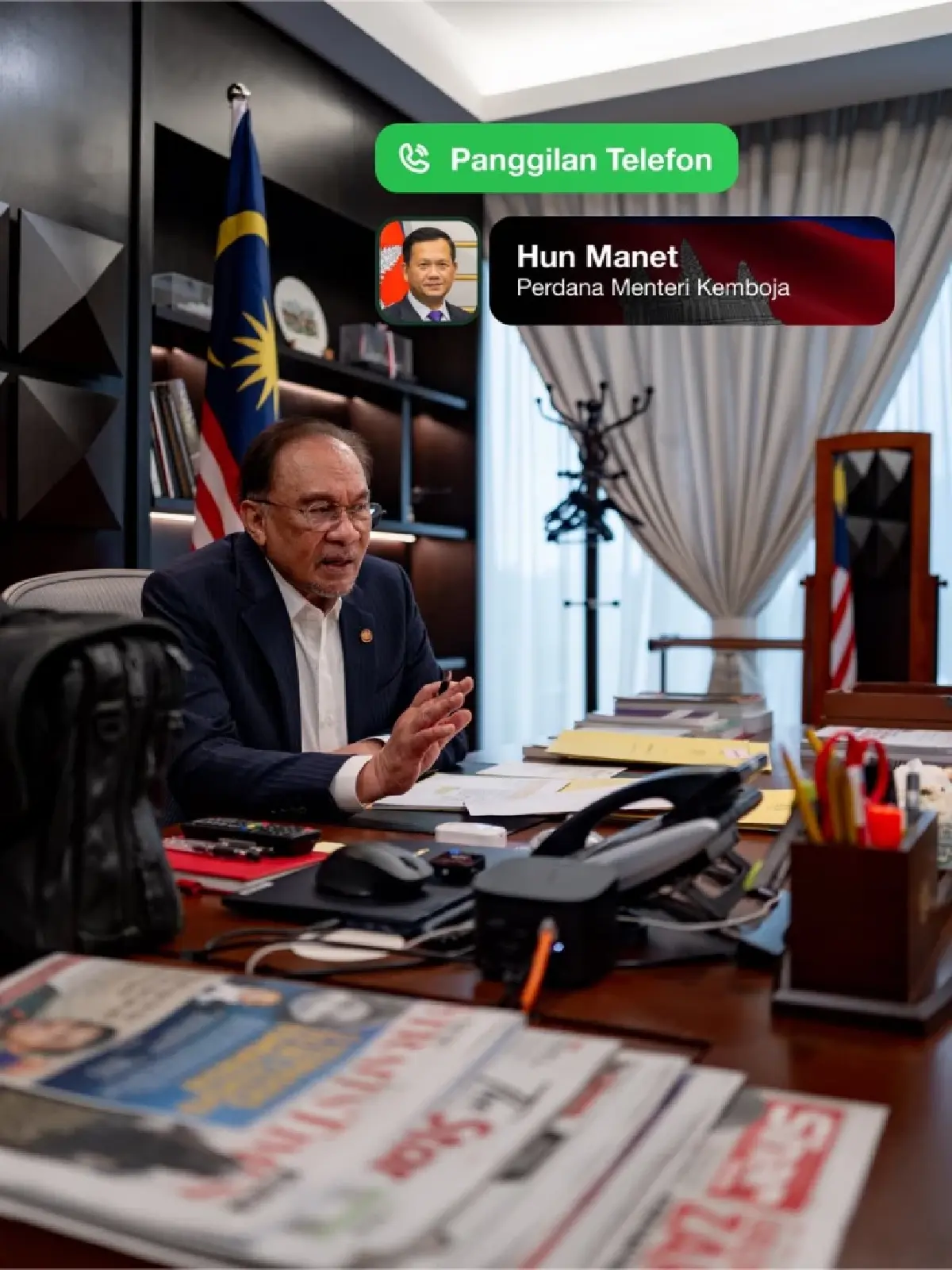 อันวาร์ตามติดสถานการณ์หยุดยิง โทรอัพเดต ‘ฮุน มาเนต-ภูมิธรรม’