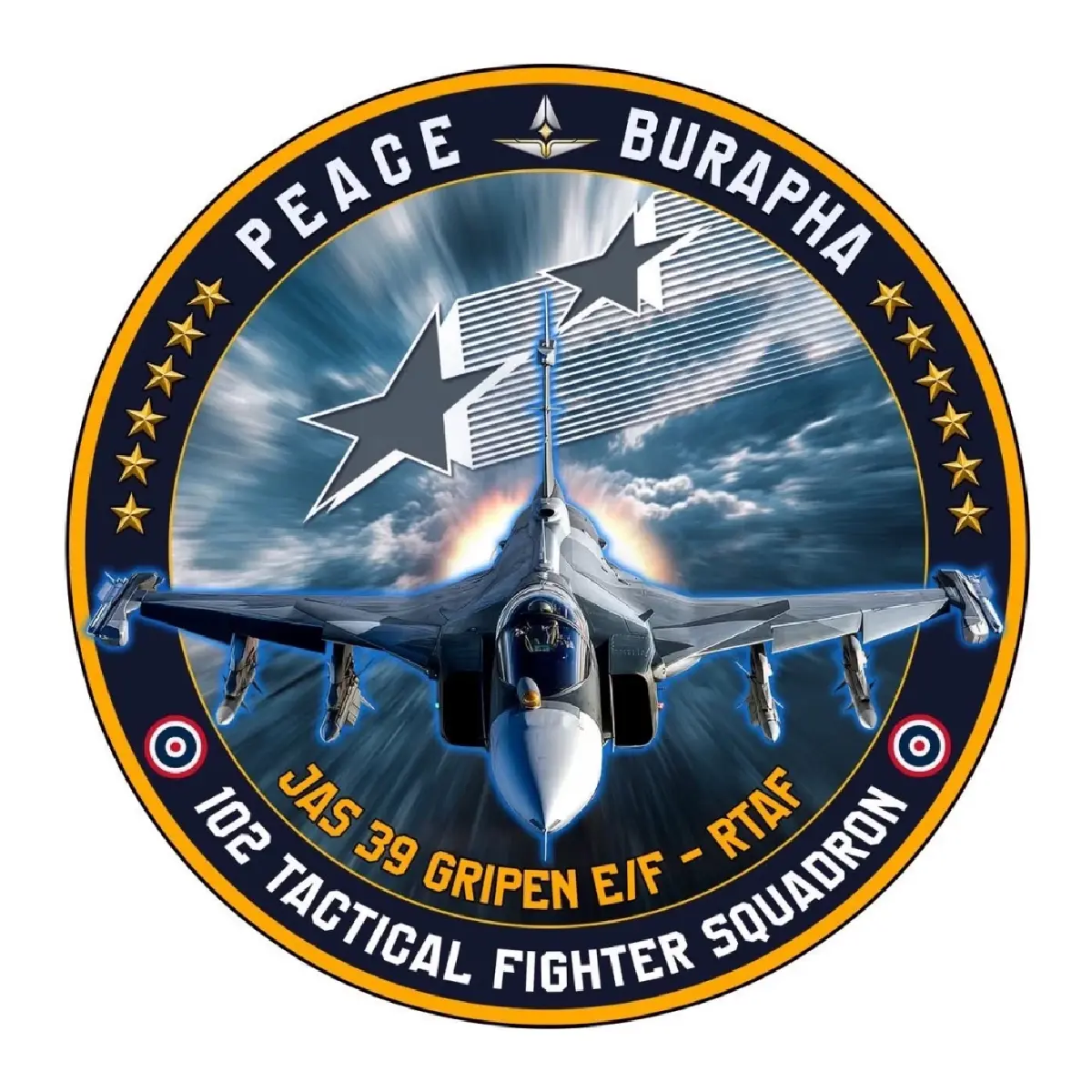 ทอ. ตั้งชื่อ กริพเพน ฝูงใหม่ PEACE BURAPHA เผย ดาวรุ่ง สัญลักษณ์ฝูงบิน102