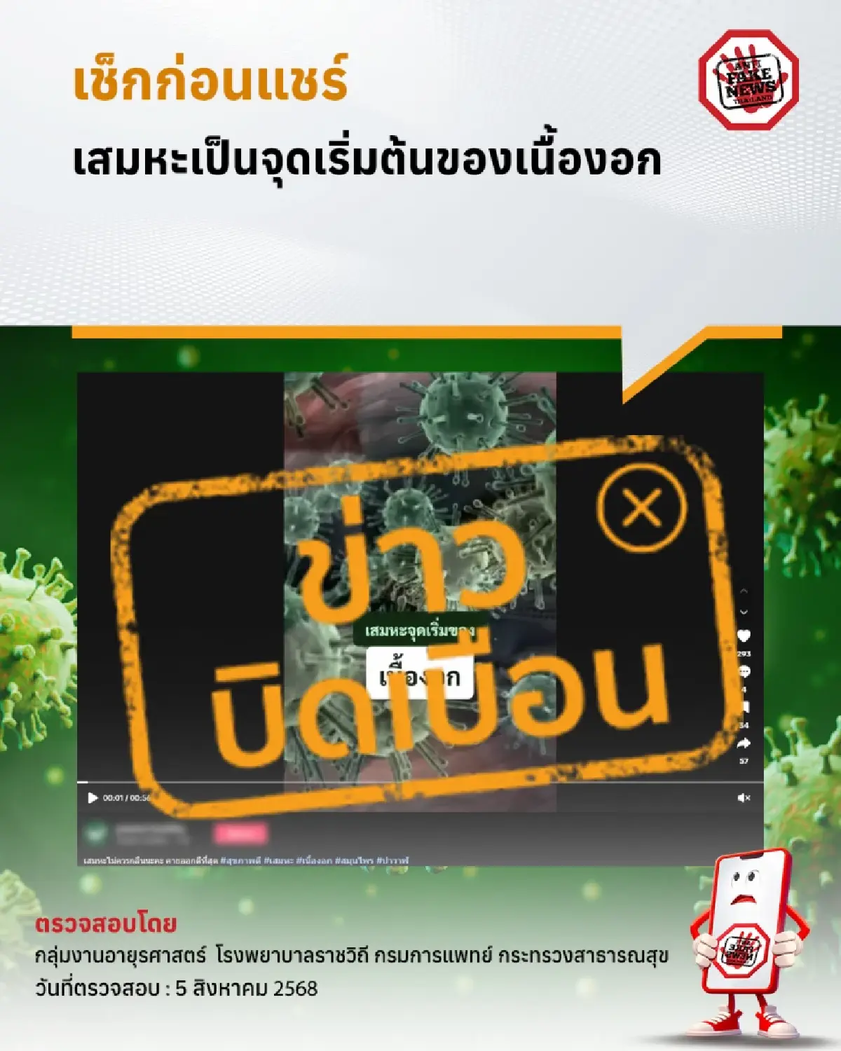 ไขคำตอบ จากแพทย์ เป็นไปได้แค่ไหน 'เสมหะ' จุดเริ่มต้นของเนื้องอก