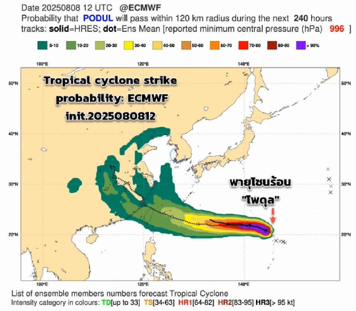 พบพายุลูกใหม่ ลูกที่ 11 แห่งปี พายุหมุนเขตร้อน โพดุล ในทะเลจีนใต้